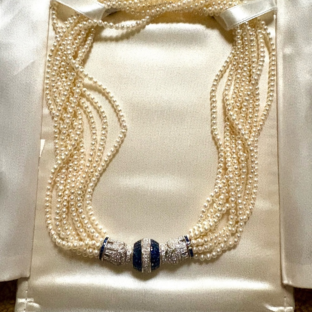 Ross-Simons Cream and Blue Multi-Strand Pearl Necklace